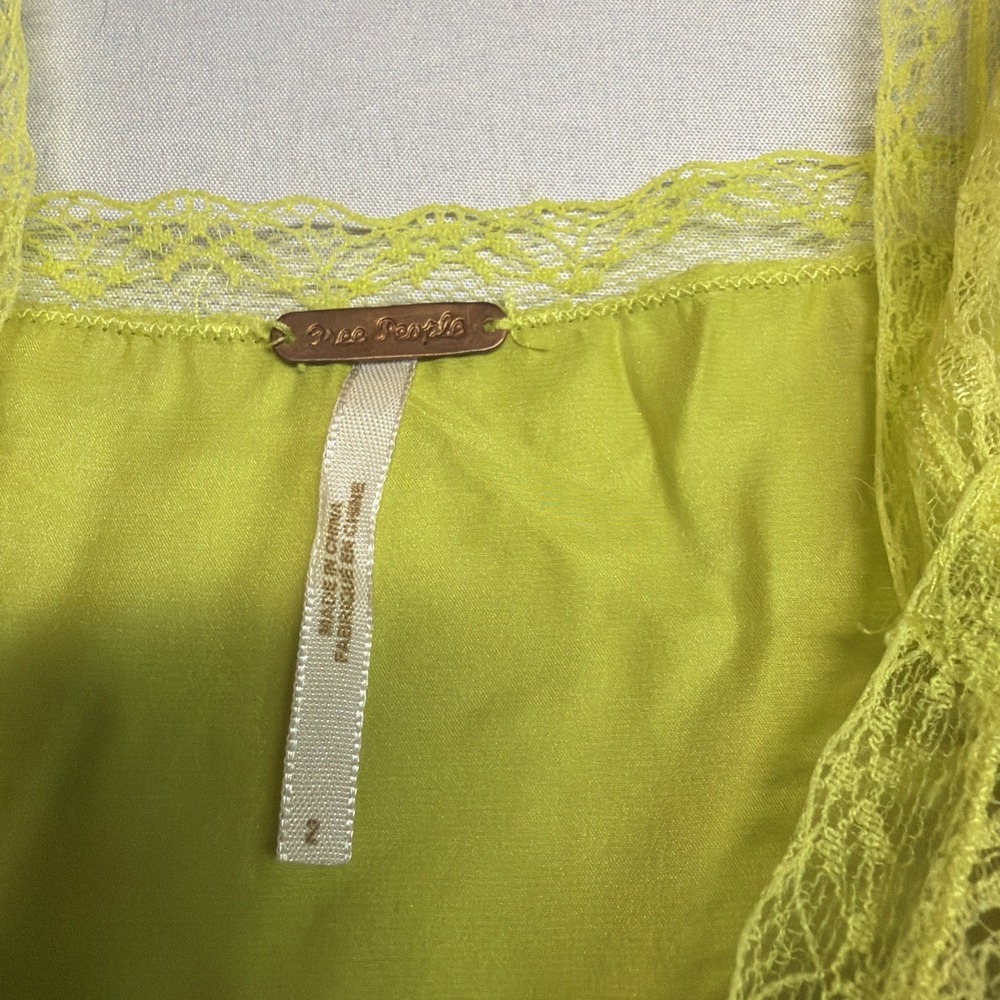 Free People Baby Doll Fairy Cottage Core Green Silk/Faux Suede Womens Size 2 - Picture 4 of 9